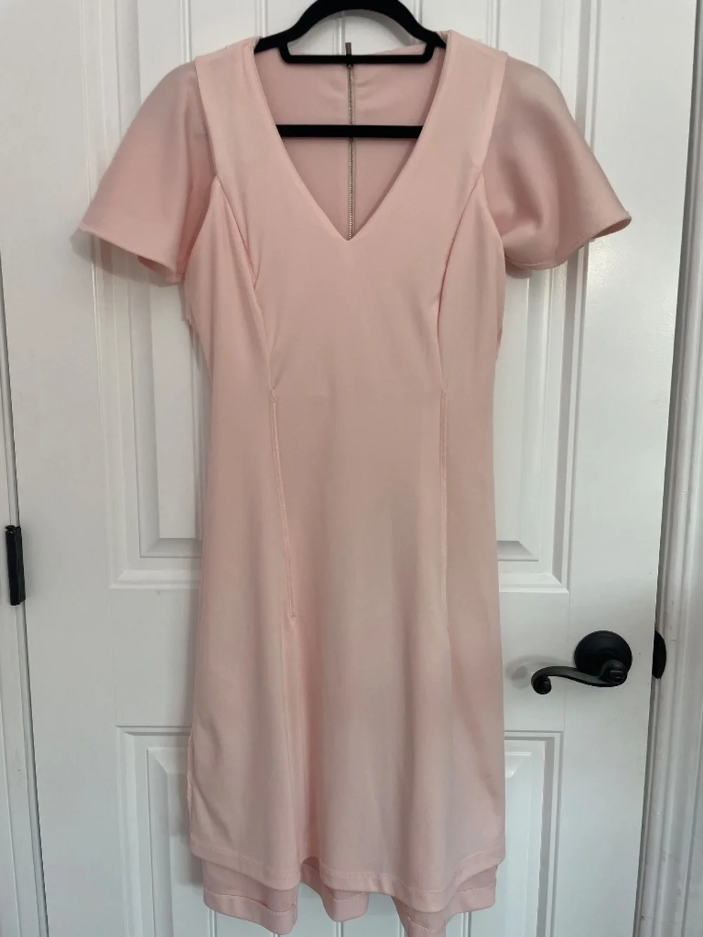 Calvin Klein Light Pink V-Neck Fit & Flare Flutter Sleeve Dress Size 2